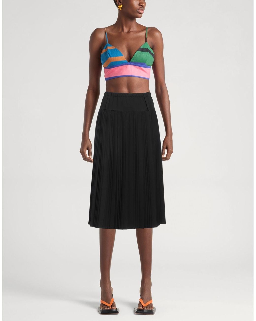 ViCOLO Black Midi Skirt Polyester, Viscose, Elastane