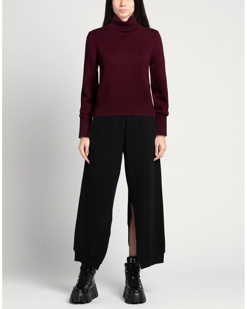 Alpha Studio Red Plum Turtleneck Merino Wool