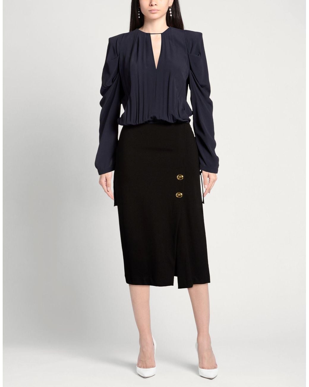 Pinko Blue Midi Dress Viscose, Nylon, Elastane, Acetate, Silk