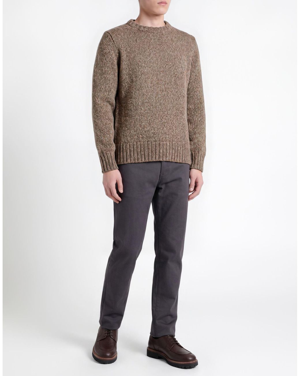 Aragona Brown Sweater Baby Alpaca Wool, Merino Wool for men
