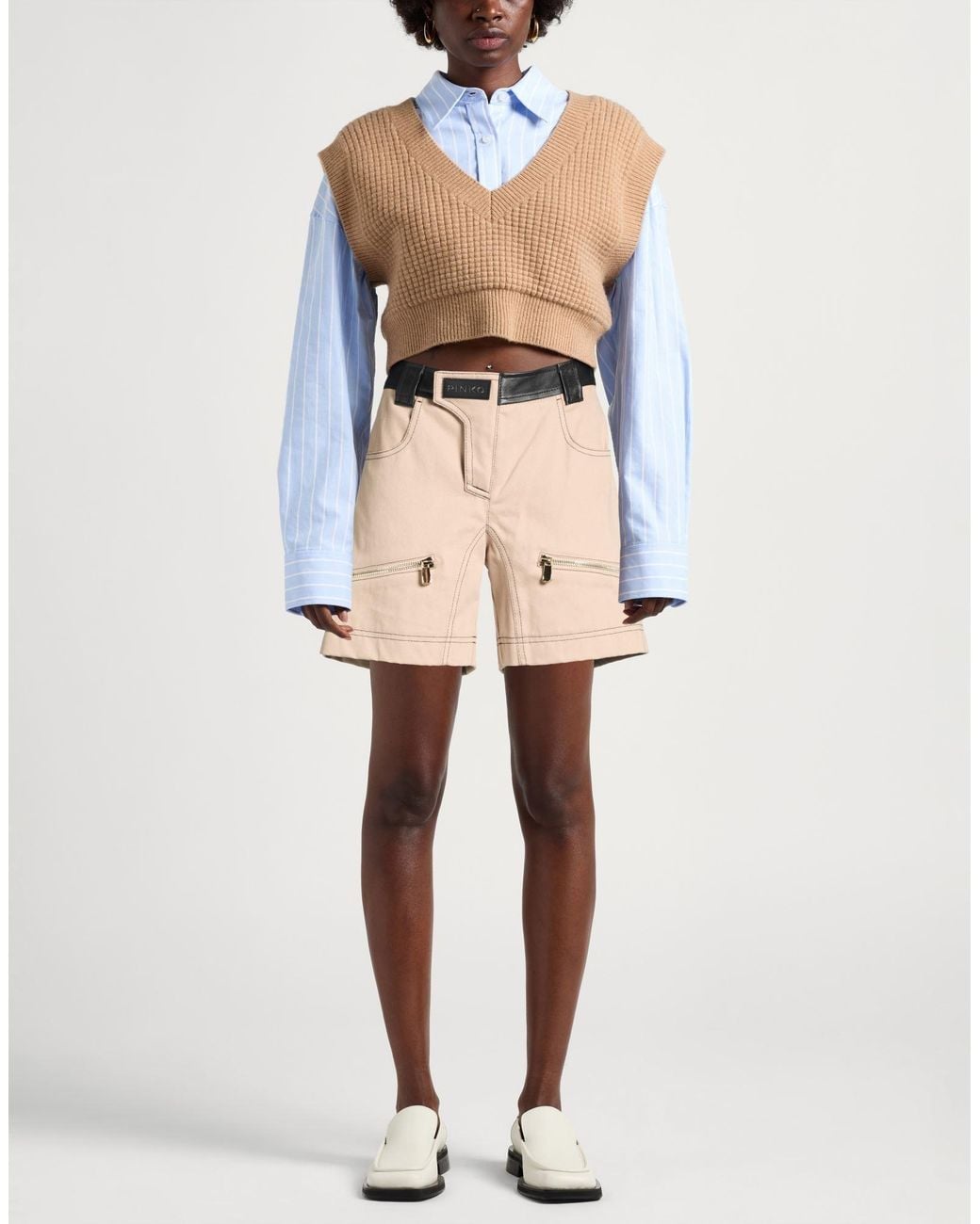 Pinko Natural Shorts & Bermuda Shorts Sheepskin, Cotton