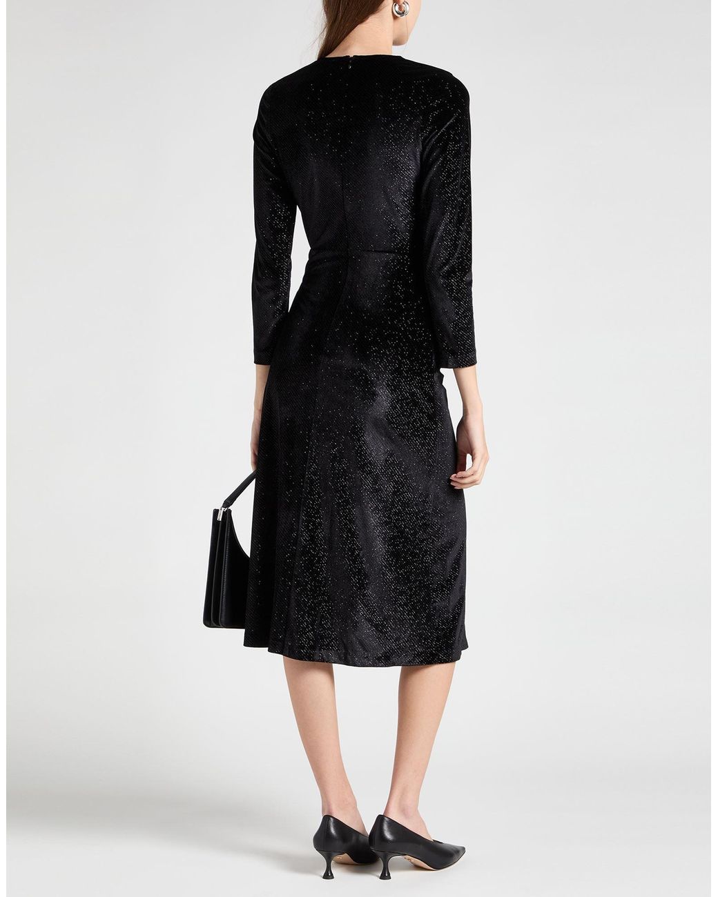 Sandro Black Midi Dress Polyester, Elastane