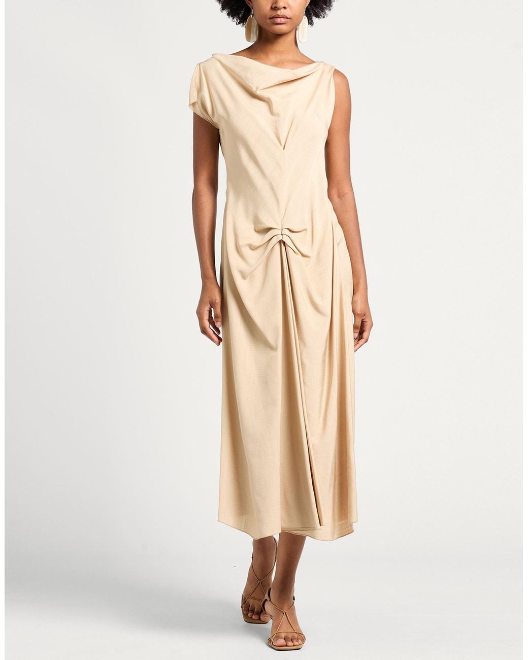 Victoria Beckham Natural Sand Midi Dress Viscose