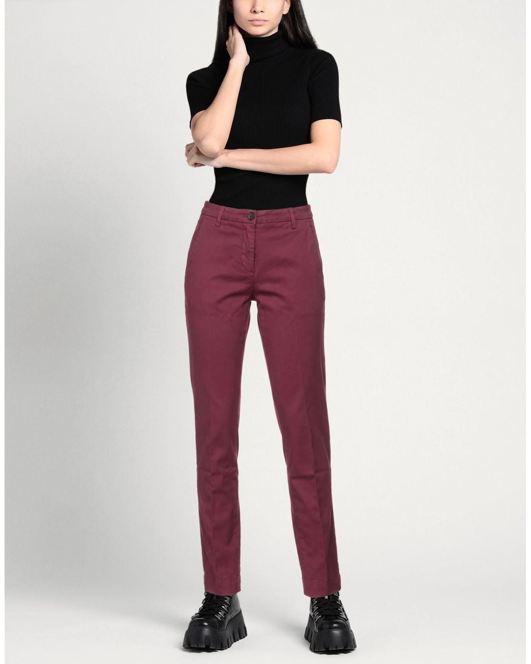 Briglia 1949 Red Burgundy Pants Cotton, Elastane