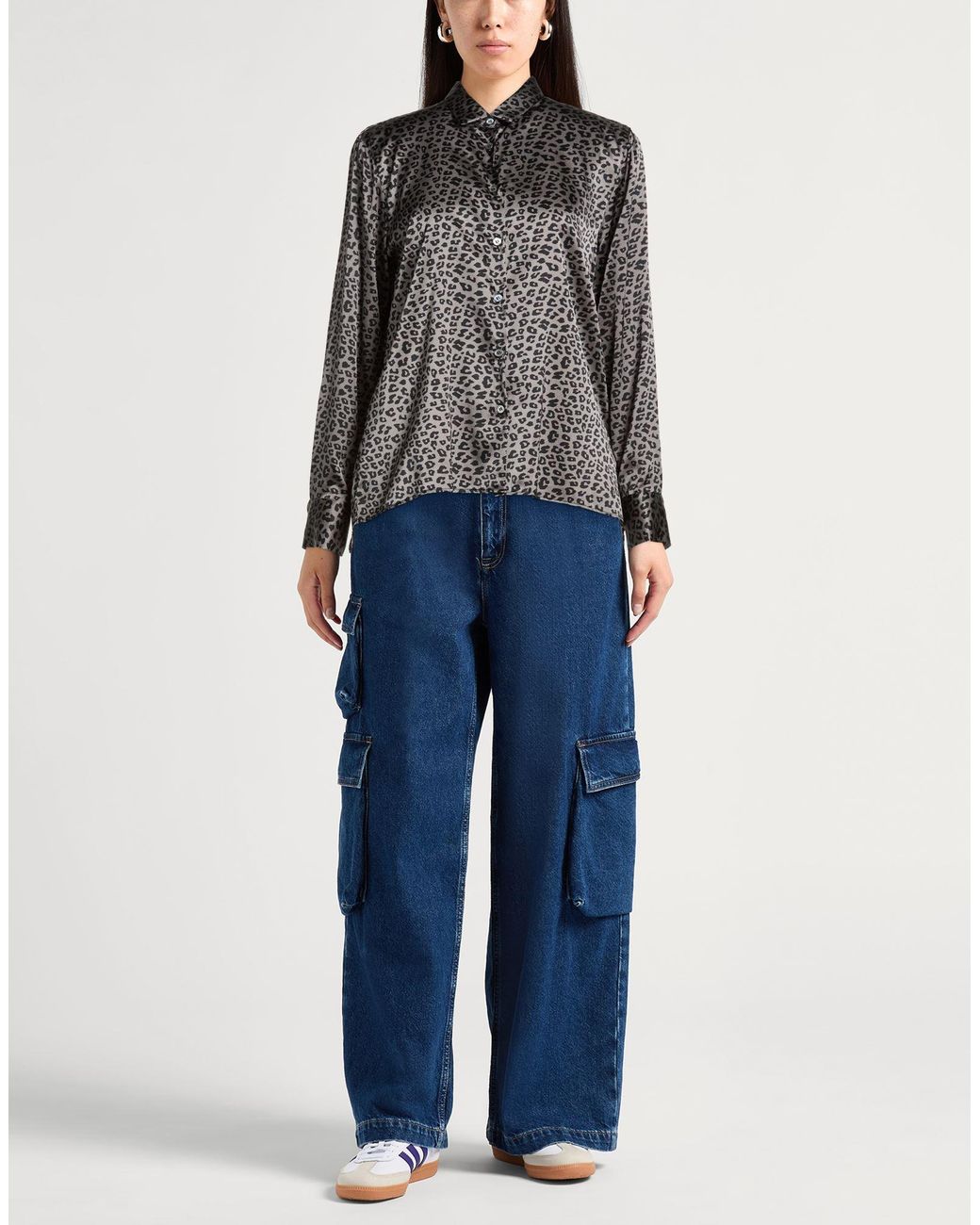 Robert Friedman Gray Shirt Silk, Elastane