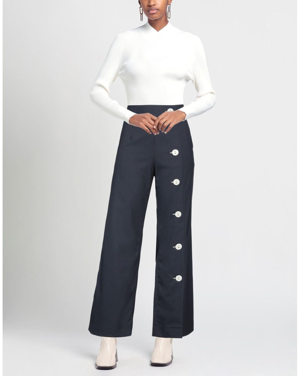 SALUT BEAUTE Blue Pants Polyester, Viscose, Elastane