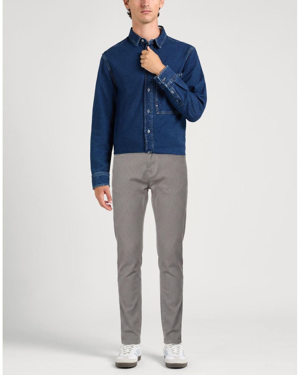 Harmont & Blaine Gray Pants Cotton, Elastane for men