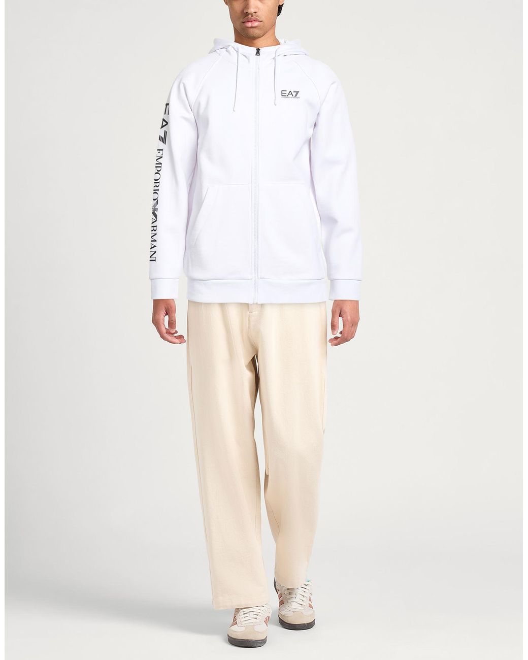 EA7 White Sweatshirt Cotton, Polyester, Elastane for men