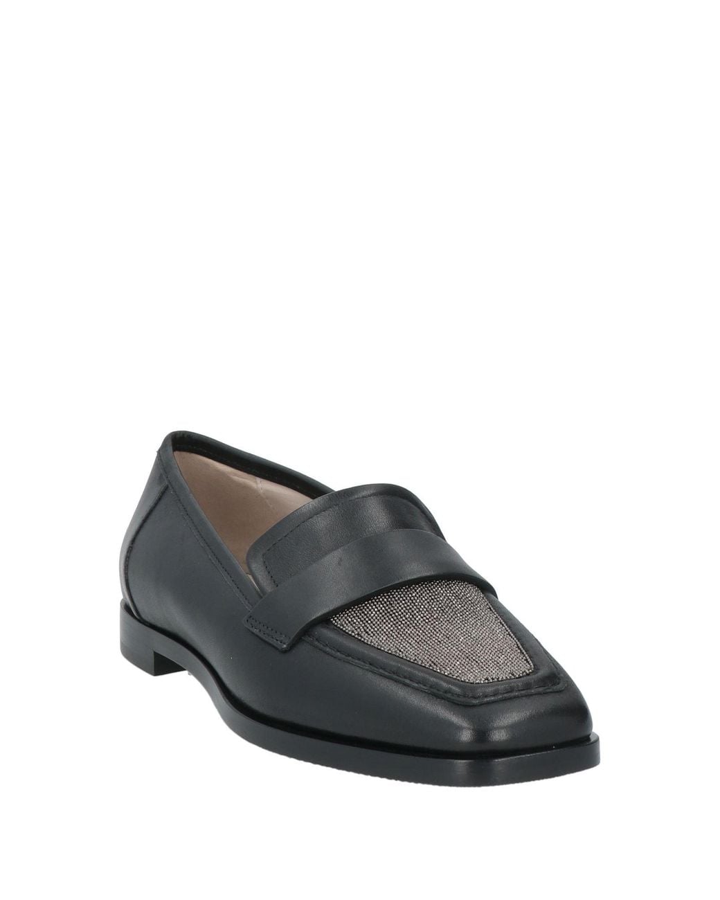 Fabiana Filippi Gray Embellished Leather Square-Toe Loafers