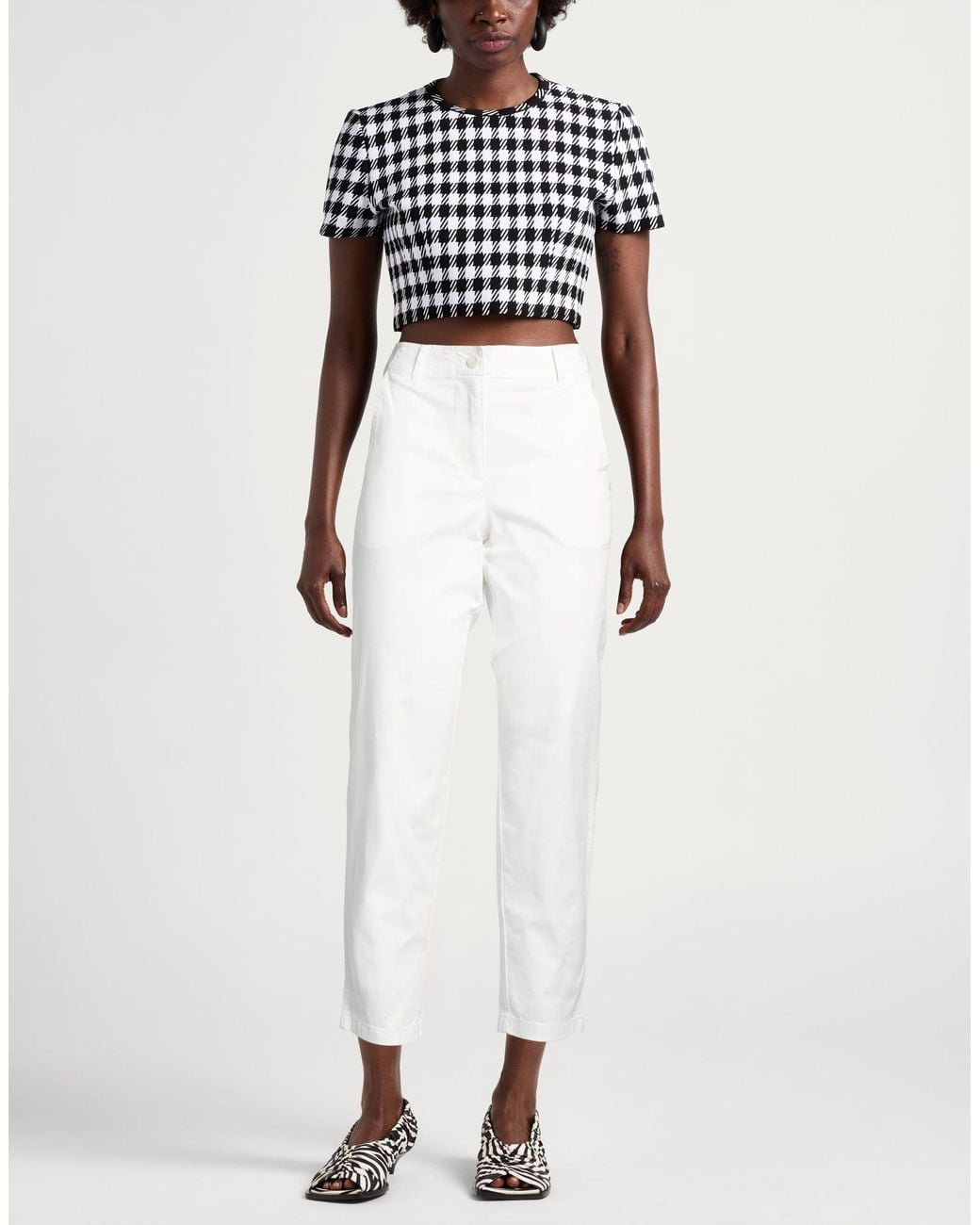 Pennyblack White Pants Cotton, Elastane