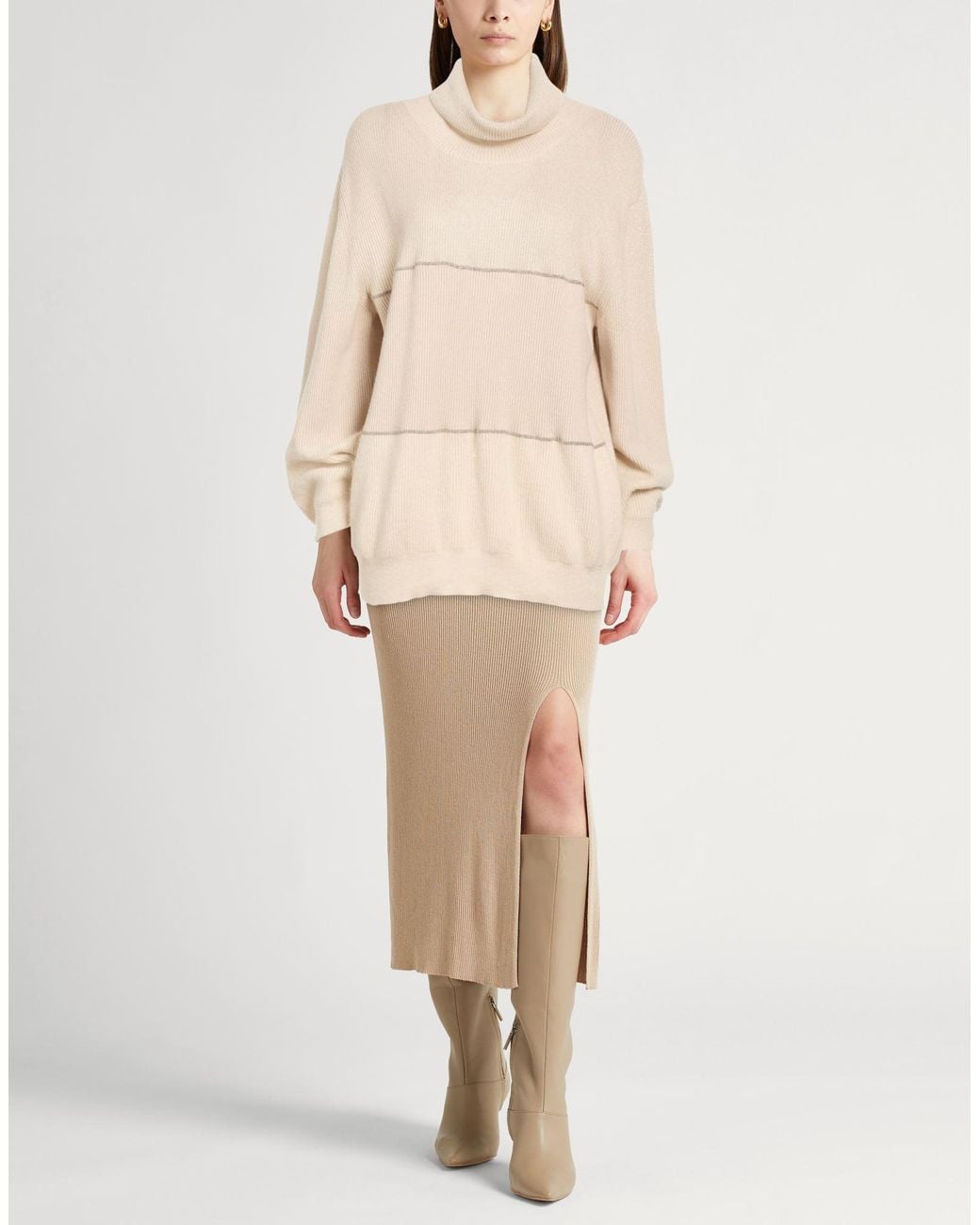 Fabiana Filippi Natural Turtleneck Wool, Alpaca Wool, Polyamide, Silk, Cashmere