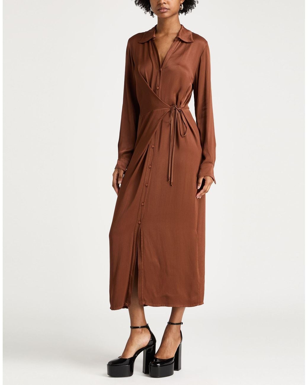Manila Grace Brown Maxi Dress Viscose