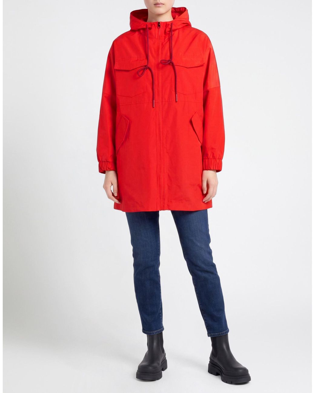 .., merci italia Red Overcoat & Trench Coat Polyester, Cotton