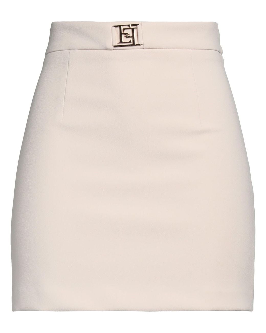 Elisabetta Franchi Natural Ivory Mini Skirt Polyester, Elastane