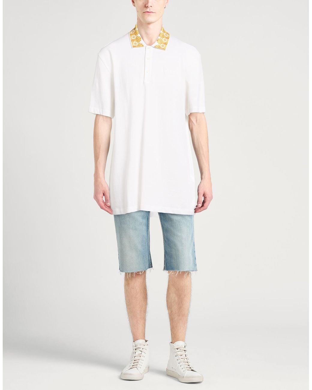 Versace White Polo Shirt Cotton, Viscose, Polyester for men