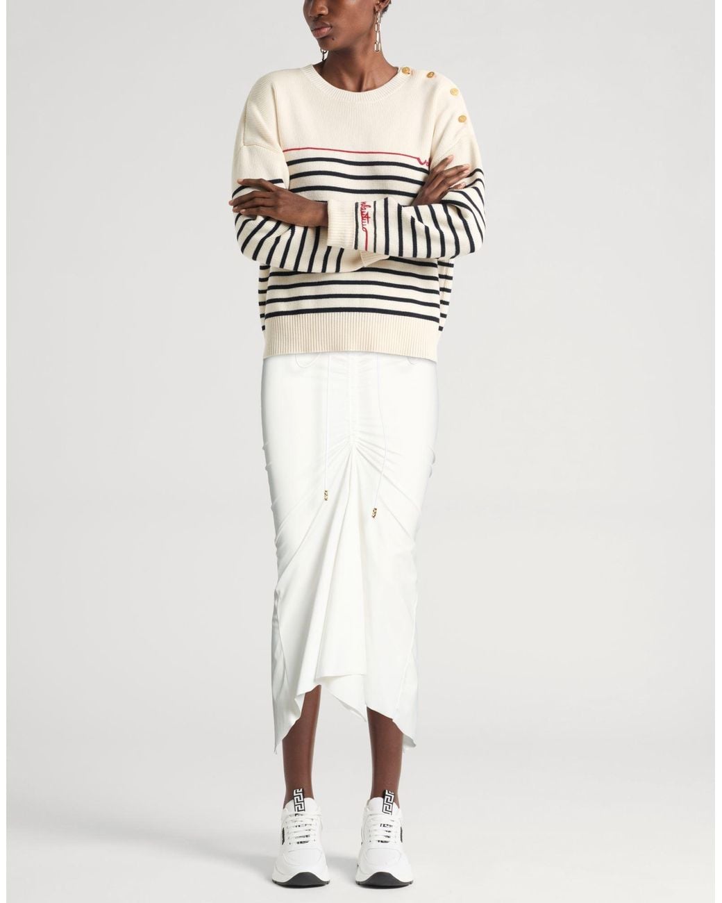 DEFAÏENCE White Midi Skirt Recycled Polyamide, Elastane