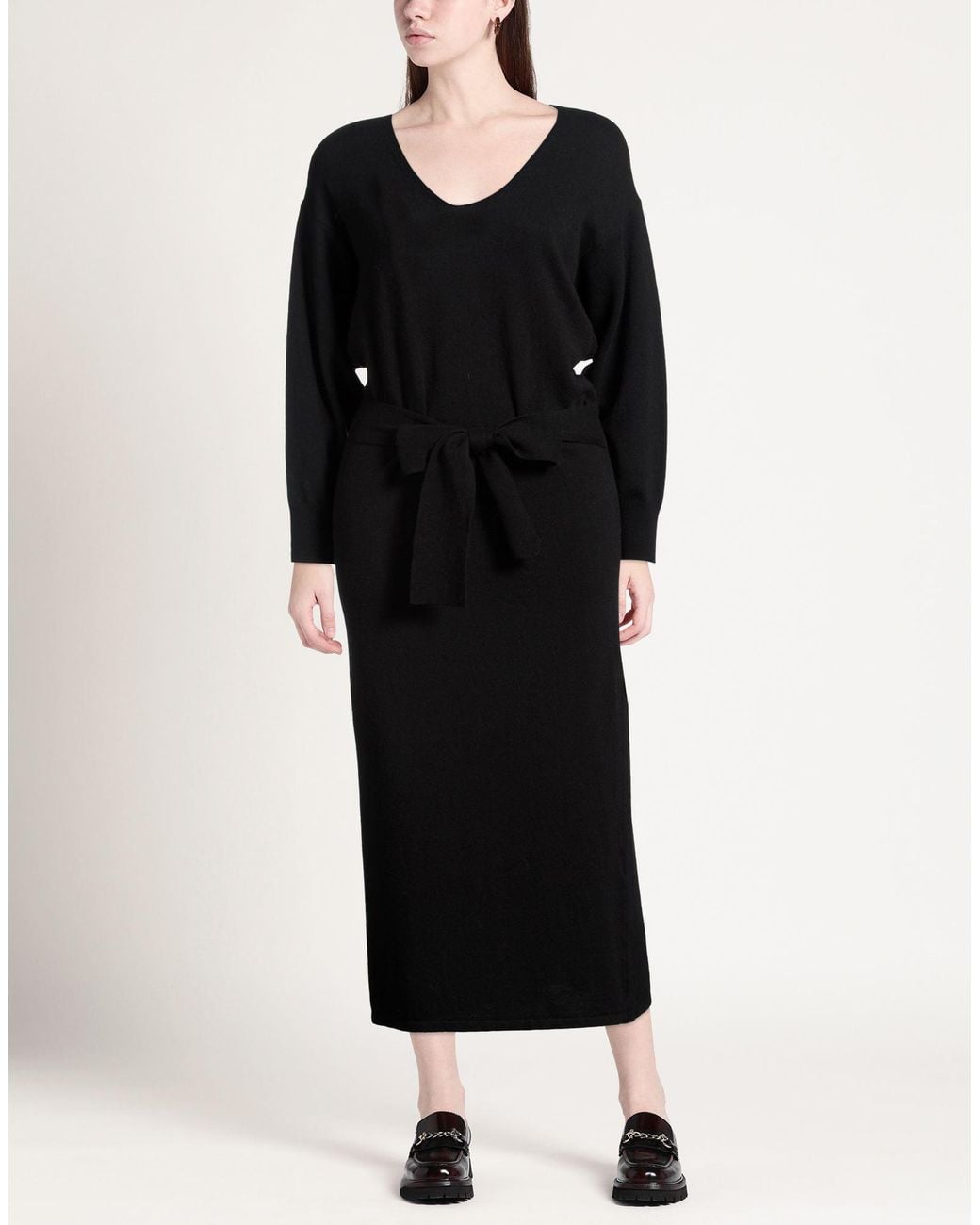 ViCOLO Black Midi Dress Viscose, Polyamide, Wool, Cashmere