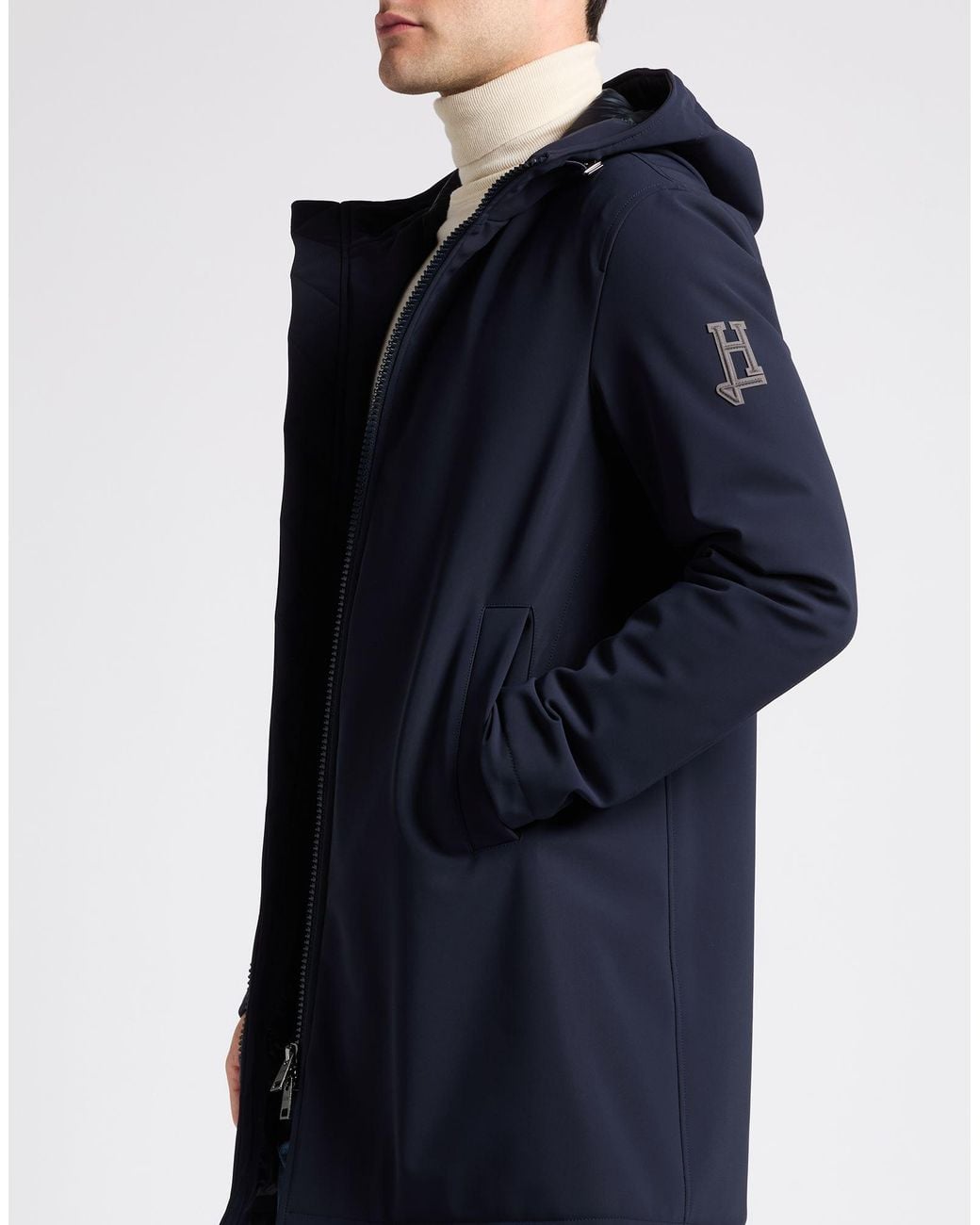 Herno Blue Coat Polyamide, Elastane for men