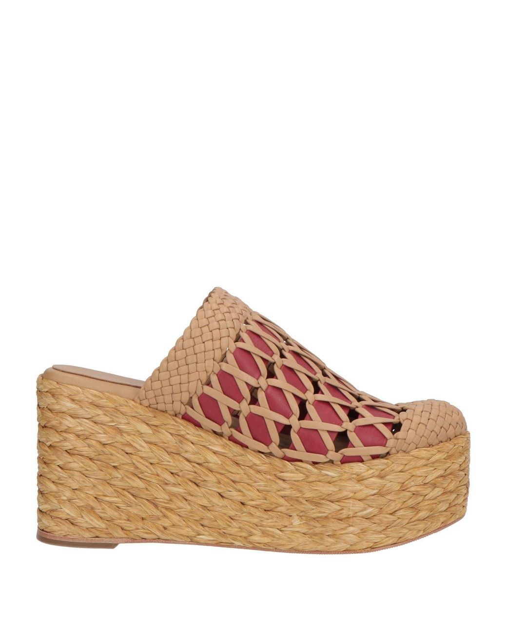 Paloma Barceló Brown Naia Light Mules & Clogs Leather, Natural Raffia