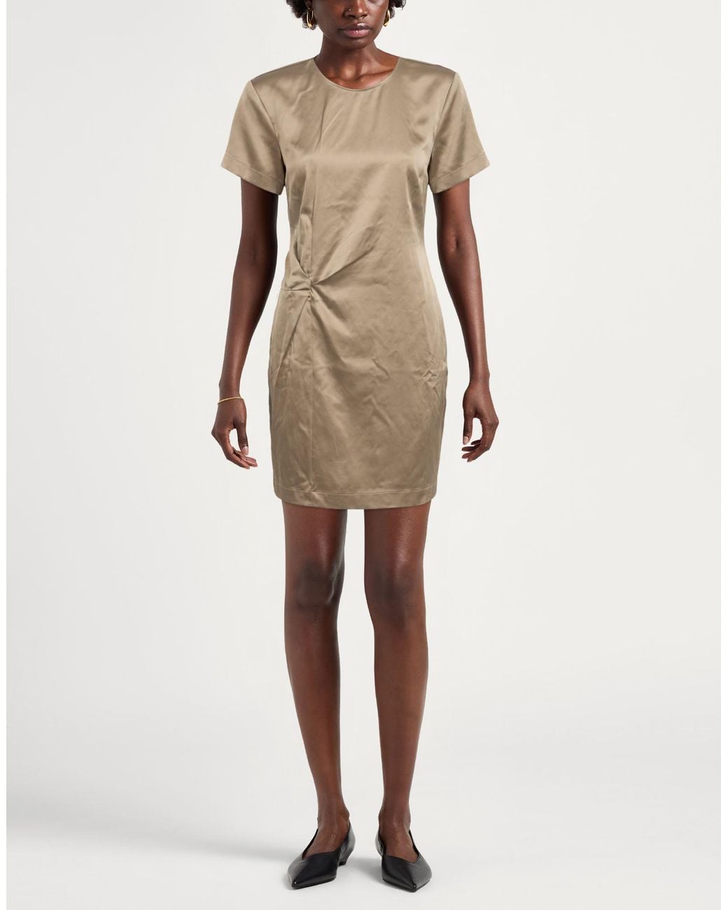 8pm Natural Conscious Khaki Mini Dress Cotton, Polyester, Elastane