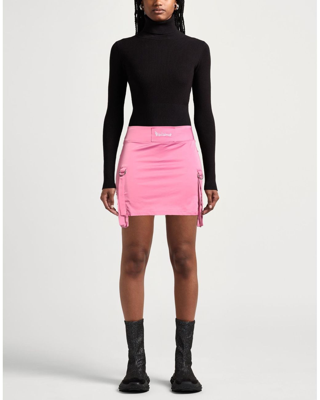 DISCLAIMER Pink Mini Skirt Polyester, Cotton, Elastane