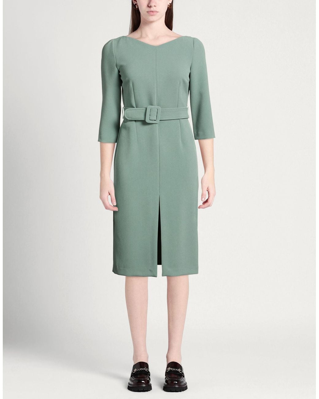 Suoli Green Midi Dress Polyester, Viscose, Elastane