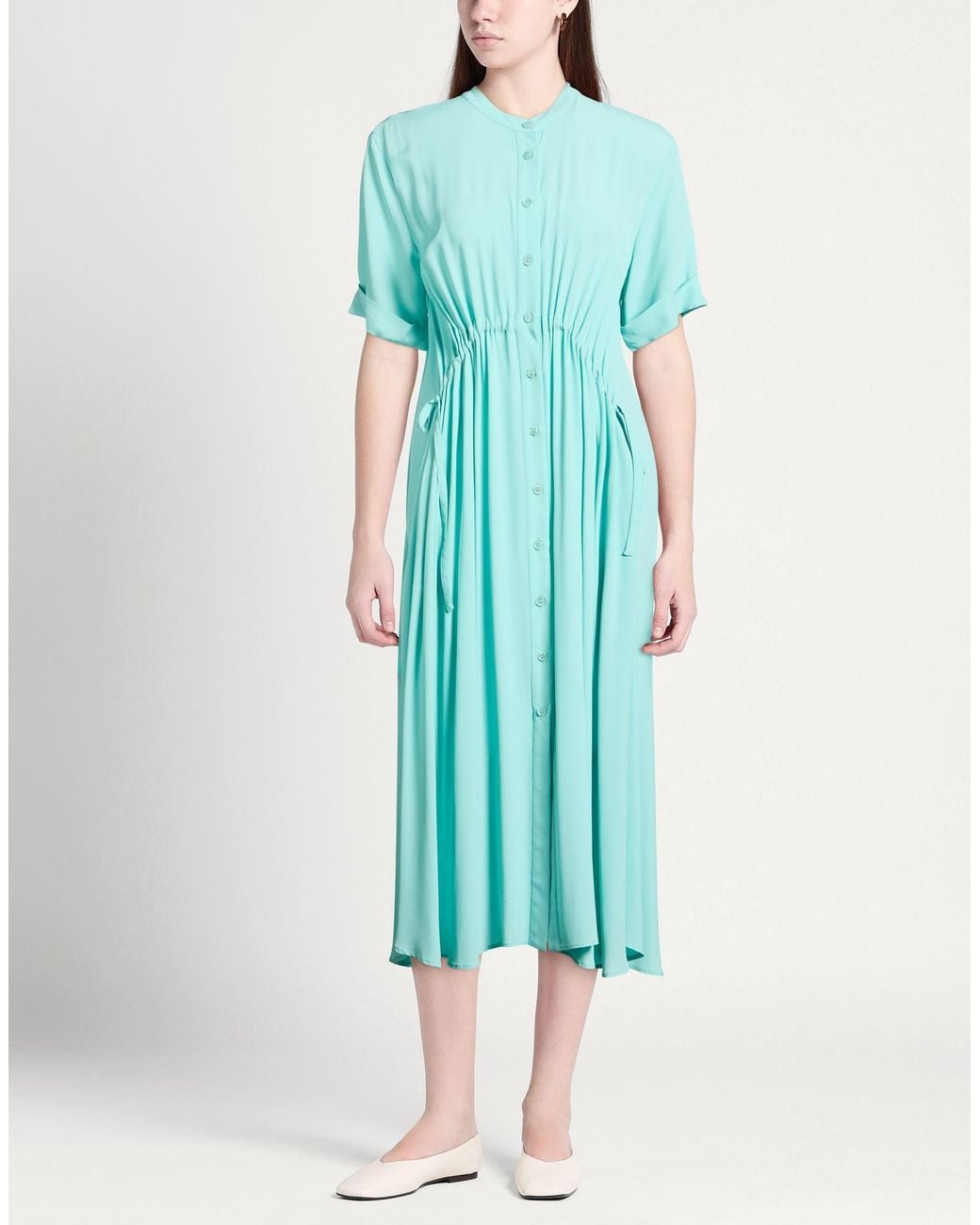 MEIMEIJ Blue Midi Dress Acetate, Silk