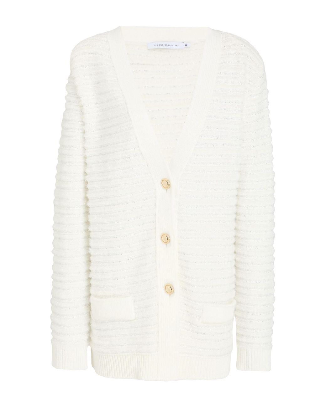 SIMONA CORSELLINI White Cardigan Acrylic, Polyamide, Polyester, Viscose