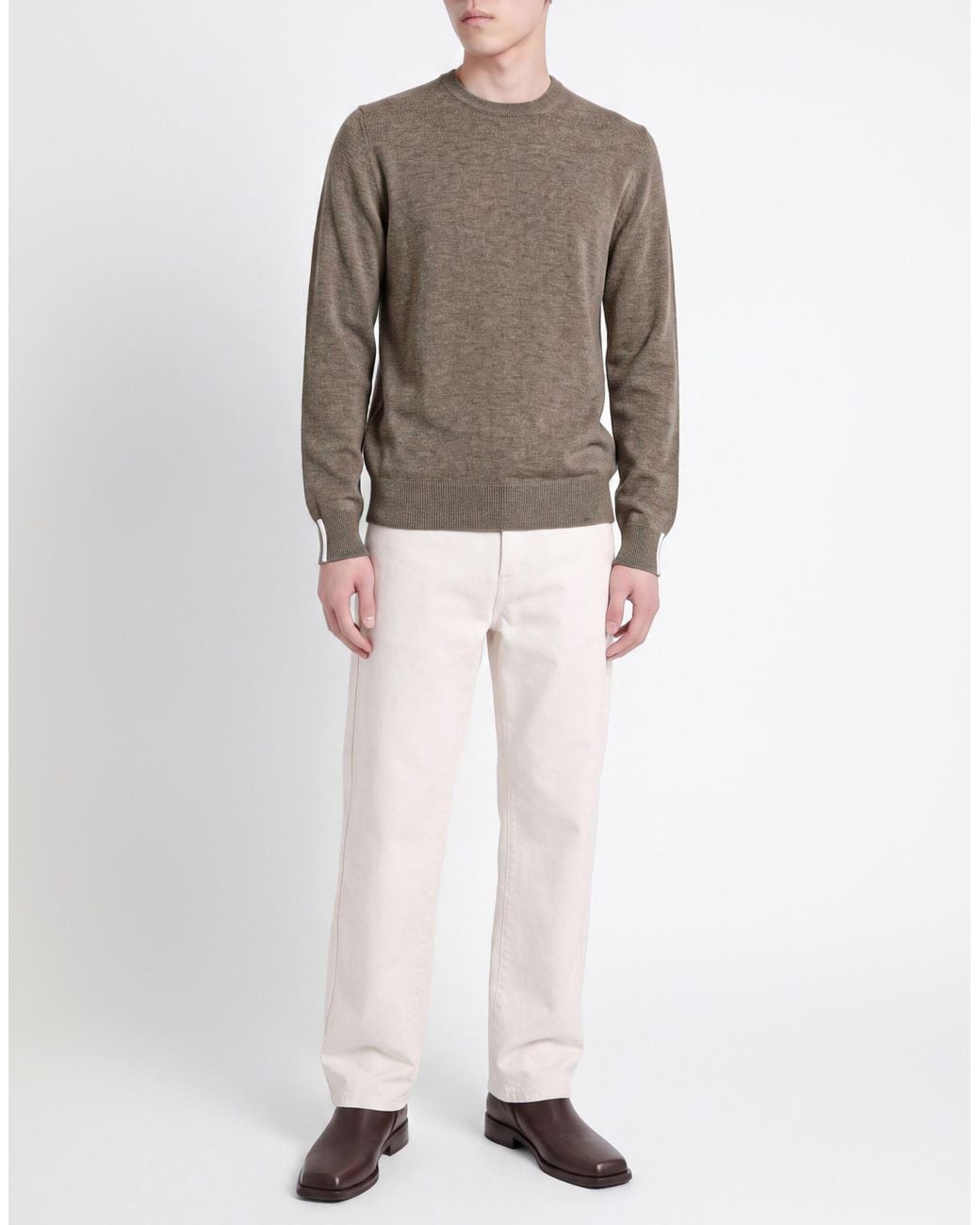 Alpha Studio Gray Taupe Sweater Geelong Wool for men