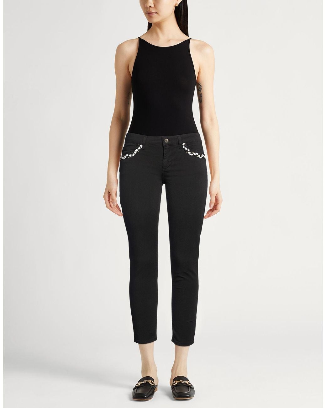 Liu Jo Black Pants Cotton, Elastane