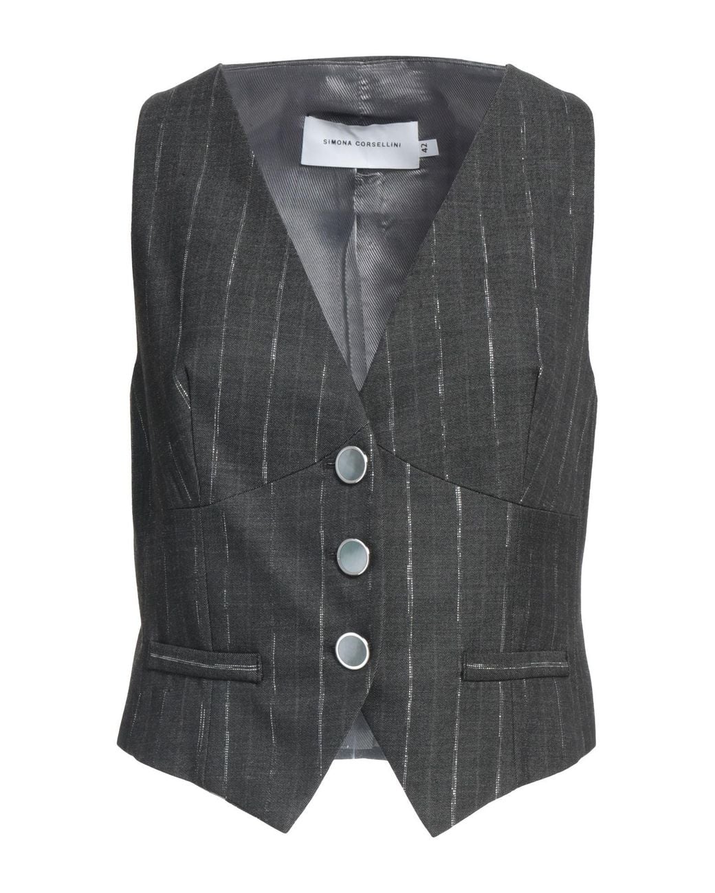 SIMONA CORSELLINI Gray Tailored Vest Polyester, Viscose, Wool, Elastane