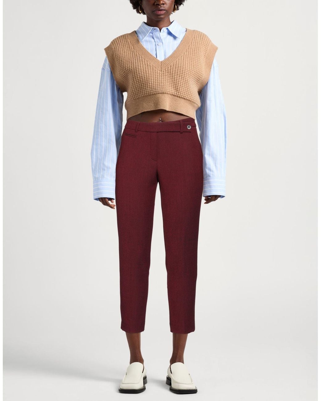 Seductive Red Pants Polyester, Viscose, Wool, Elastane