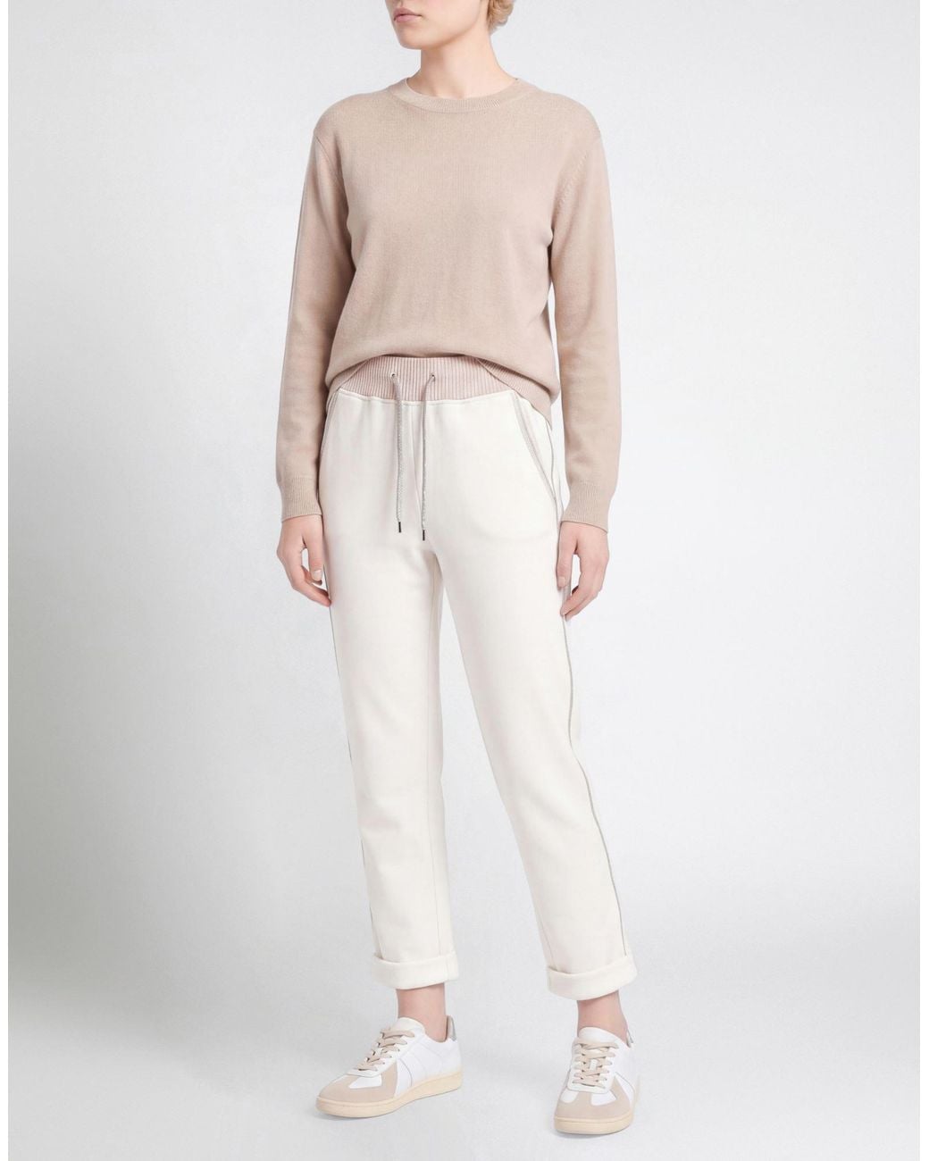 Eleventy White Pants Cotton, Polyester