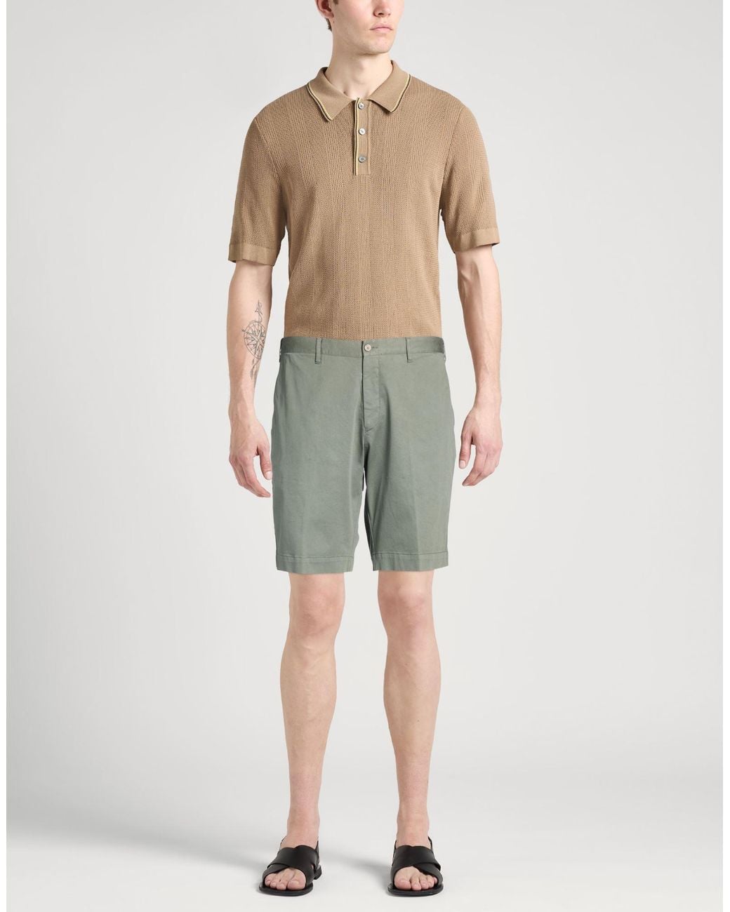 Fedeli Gray Military Shorts & Bermuda Shorts Cotton, Elastane for men