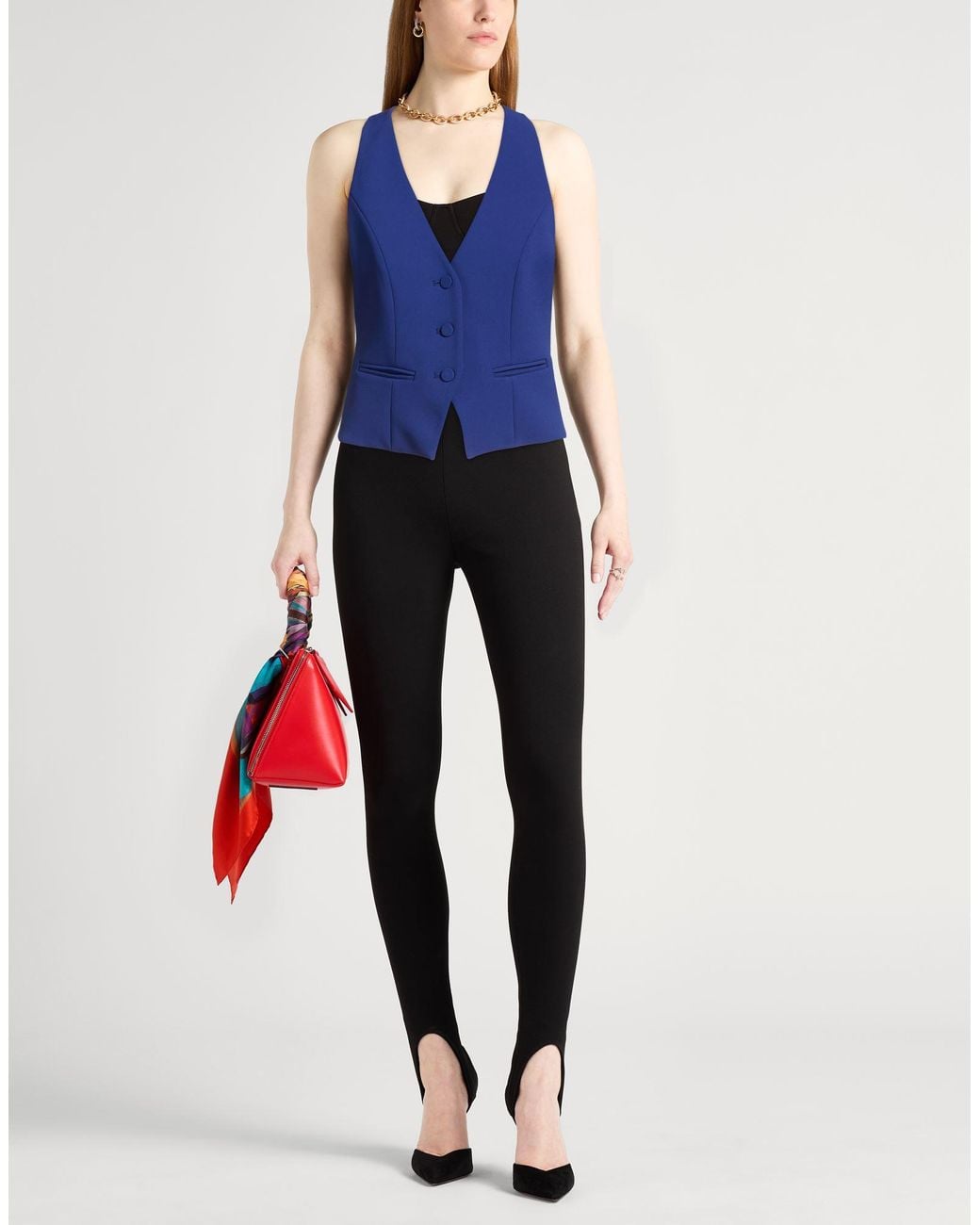 Blugirl Blumarine Blue Tailored Vest Polyester, Elastane