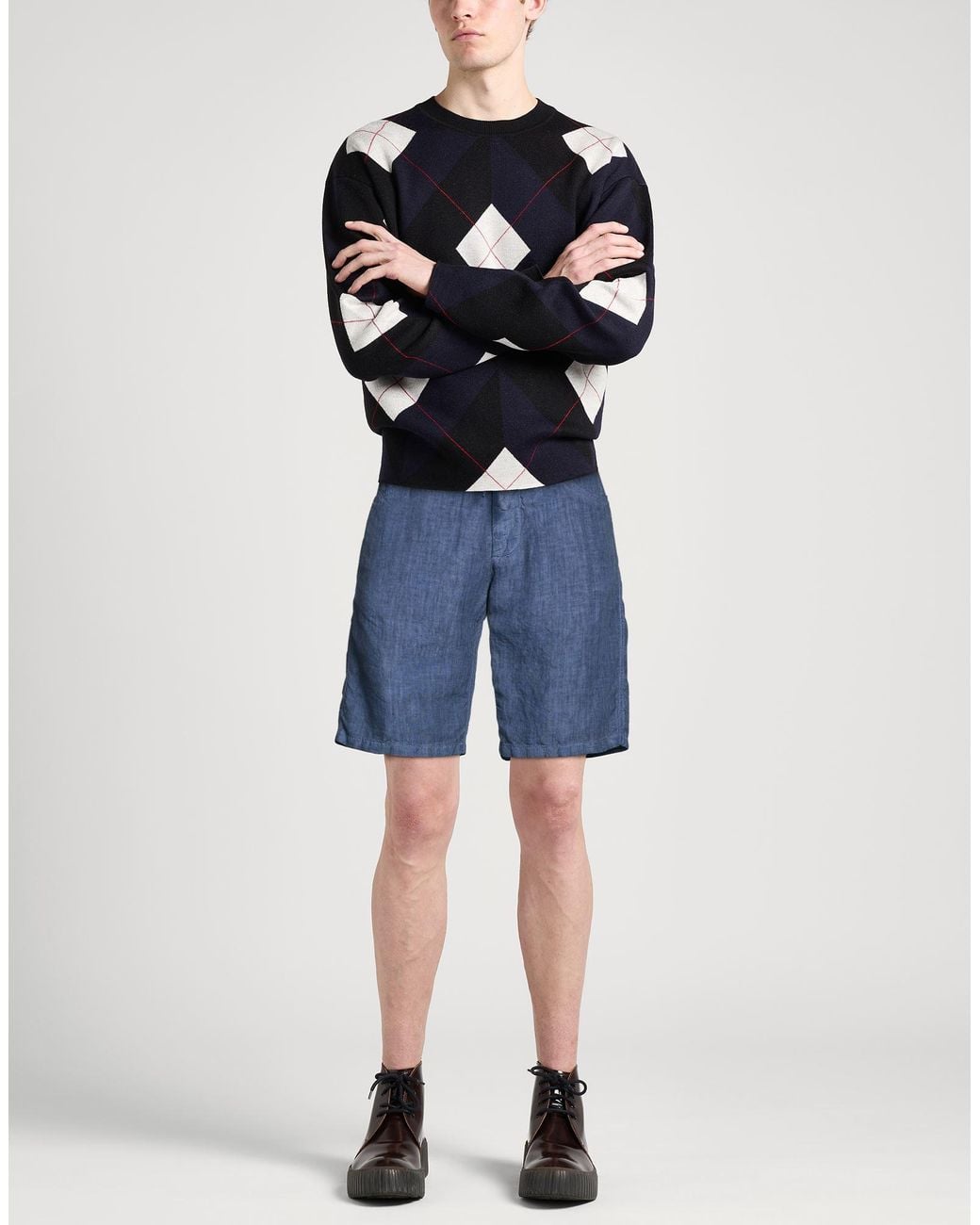 120% Lino Blue Shorts & Bermuda Shorts for men
