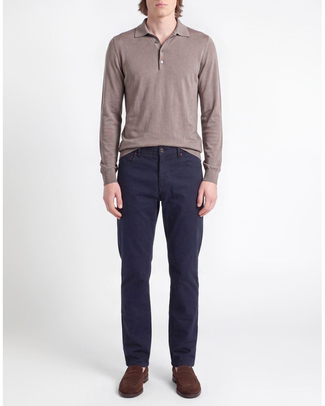 Isaia Blue Midnight Pants Cotton, Elastane for men