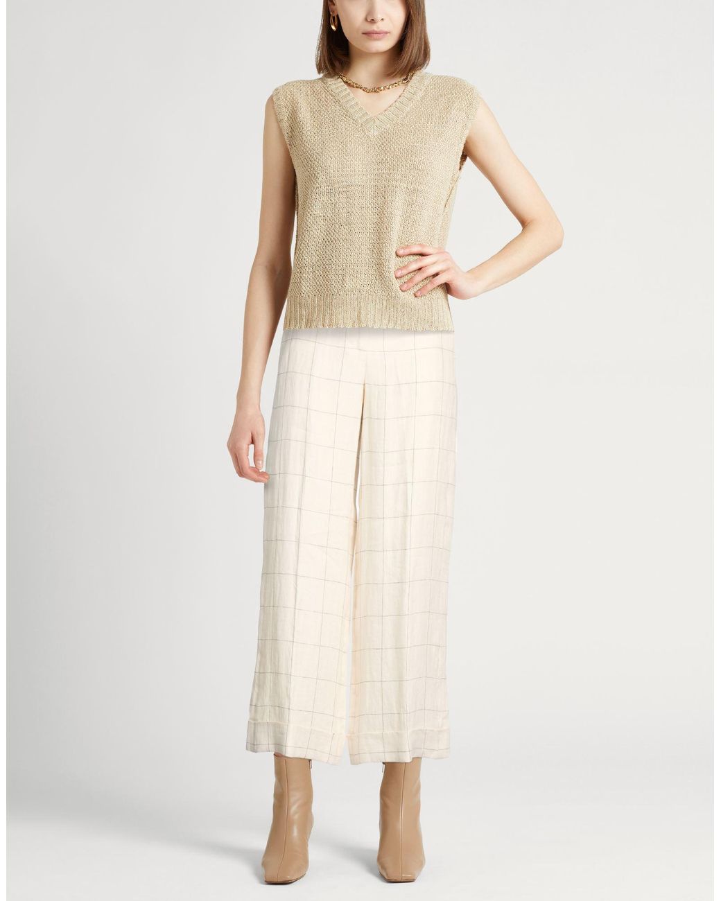 Peserico White Easy Pants Linen