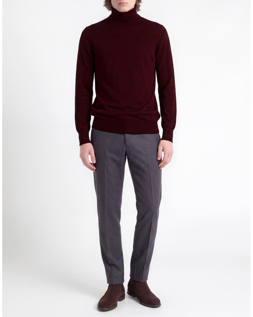 Alpha Studio Red Burgundy Turtleneck Merino Wool for men