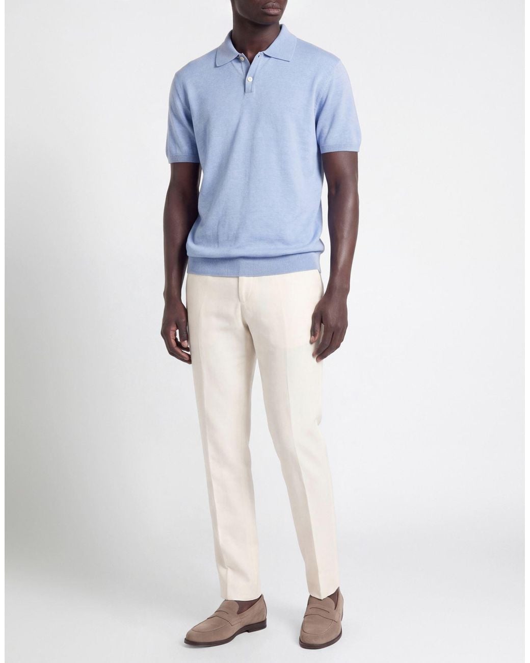 Daniele Fiesoli Blue Polo Shirt Linen, Cotton for men