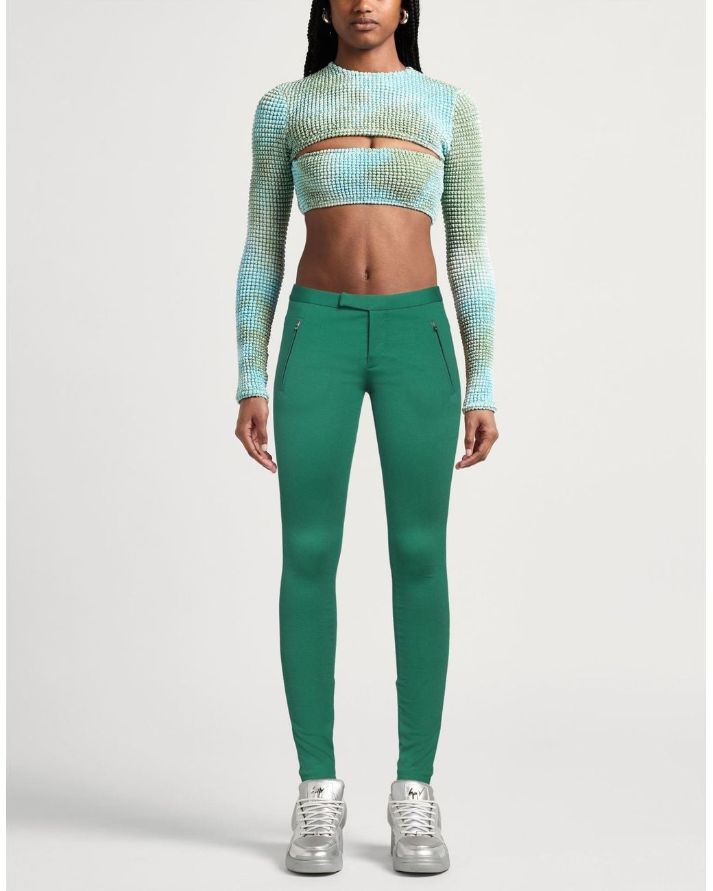 MSGM Green Pants Viscose, Polyamide, Elastane