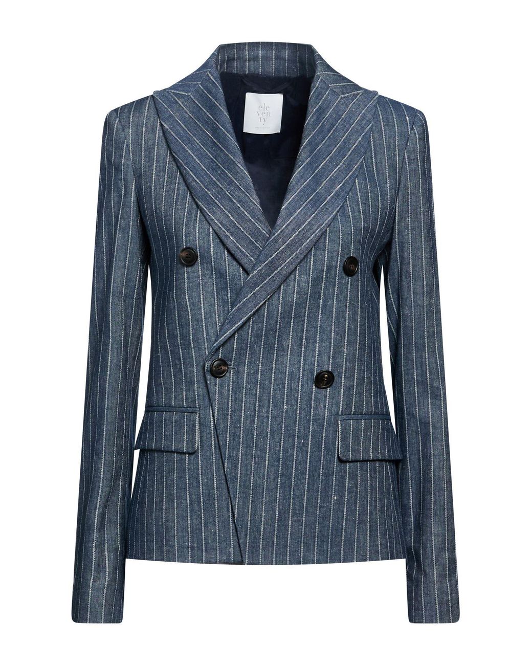 Eleventy Blue Blazer Linen, Cotton, Elastane