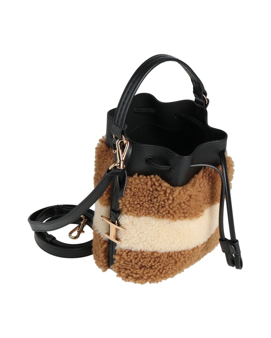 Tod's Natural Camel Handbag Leather, Textile Fibers