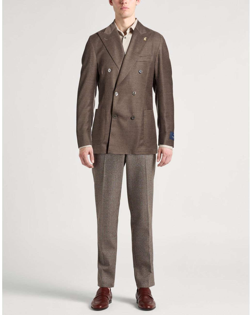 Tombolini Brown Taupe Blazer Virgin Wool, Elastane for men