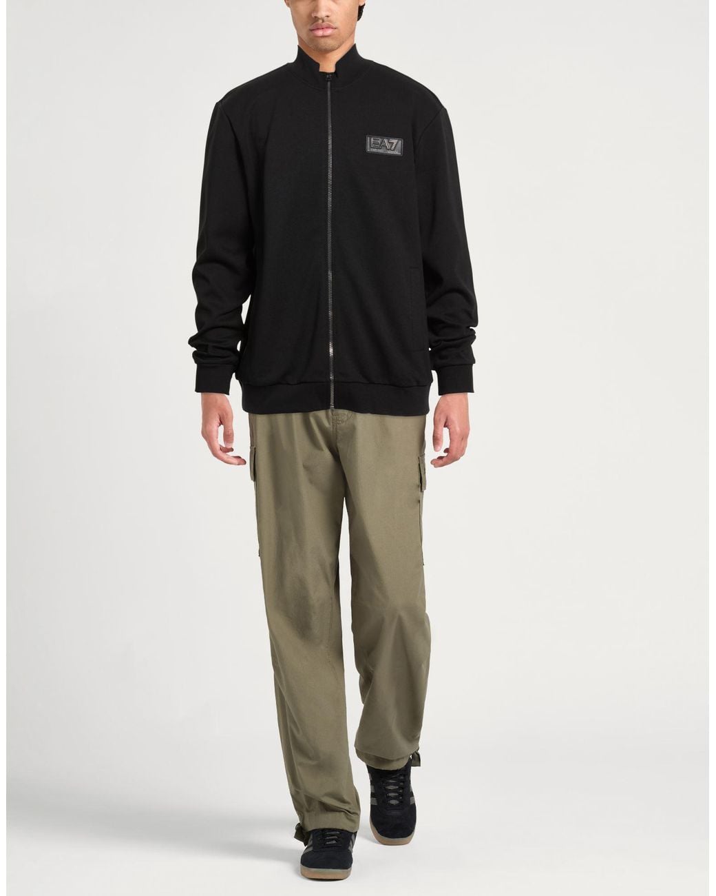 EA7 Black Sweatshirt Polyester, Cotton for men