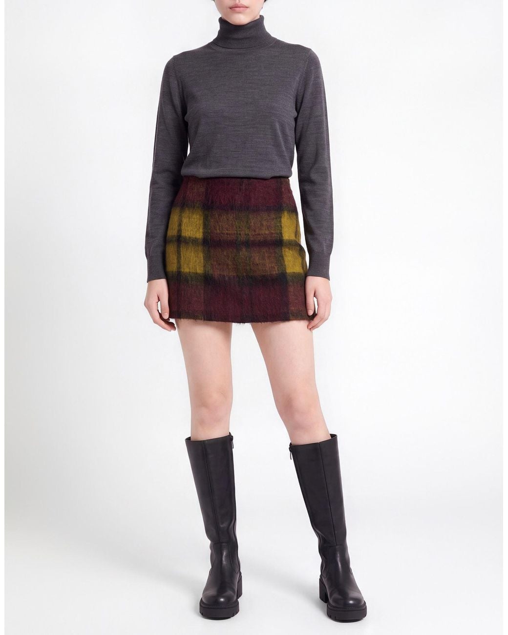 Roberto Collina Purple Mini Skirt Merino Wool, Mohair Wool, Alpaca Wool, Polyamide