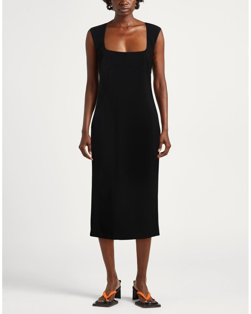 Pinko Black Midi Dress Polyester, Elastane