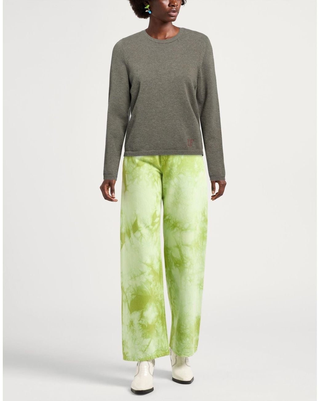 Ines De La Fressange Paris Gray Khaki Sweater Wool, Cashmere