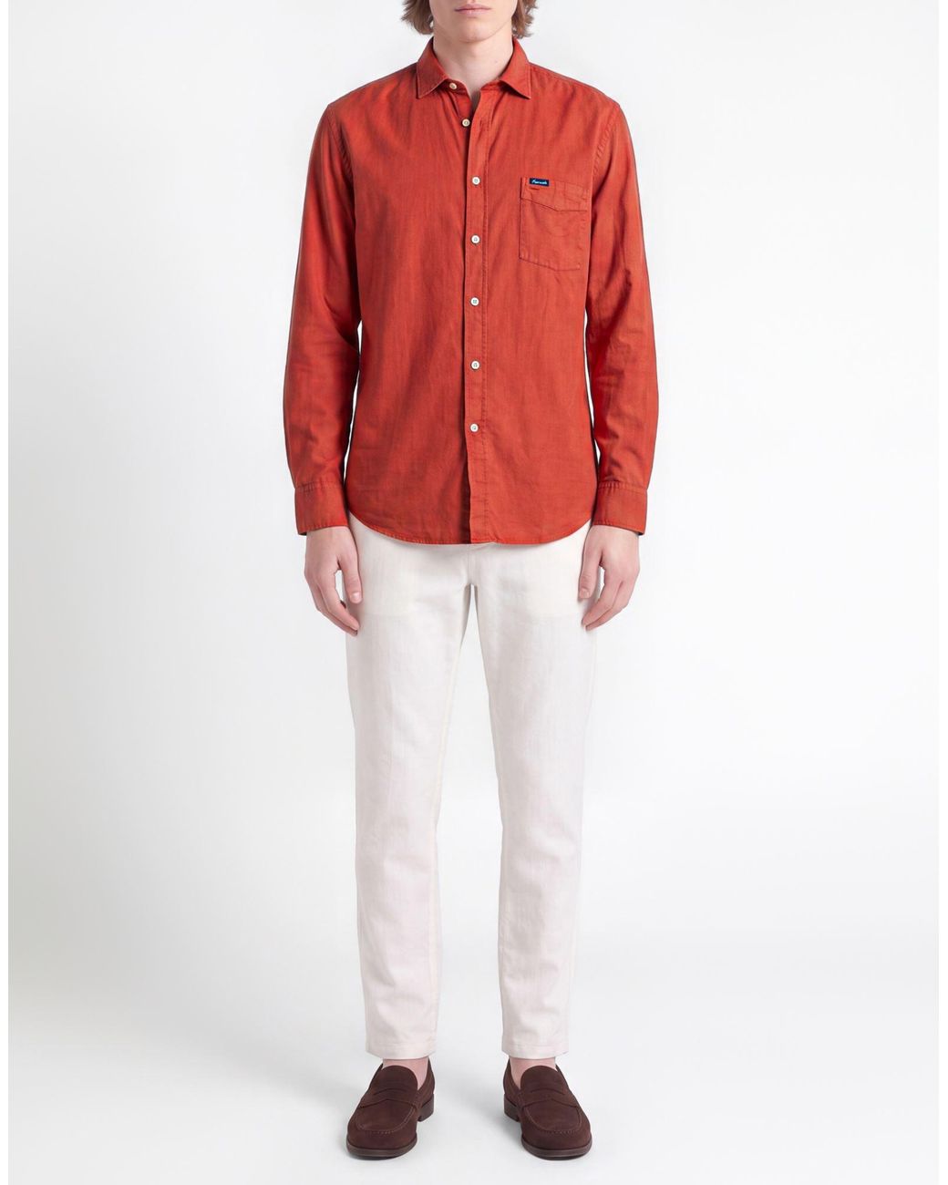 Façonnable Red Rust Shirt Cotton for men