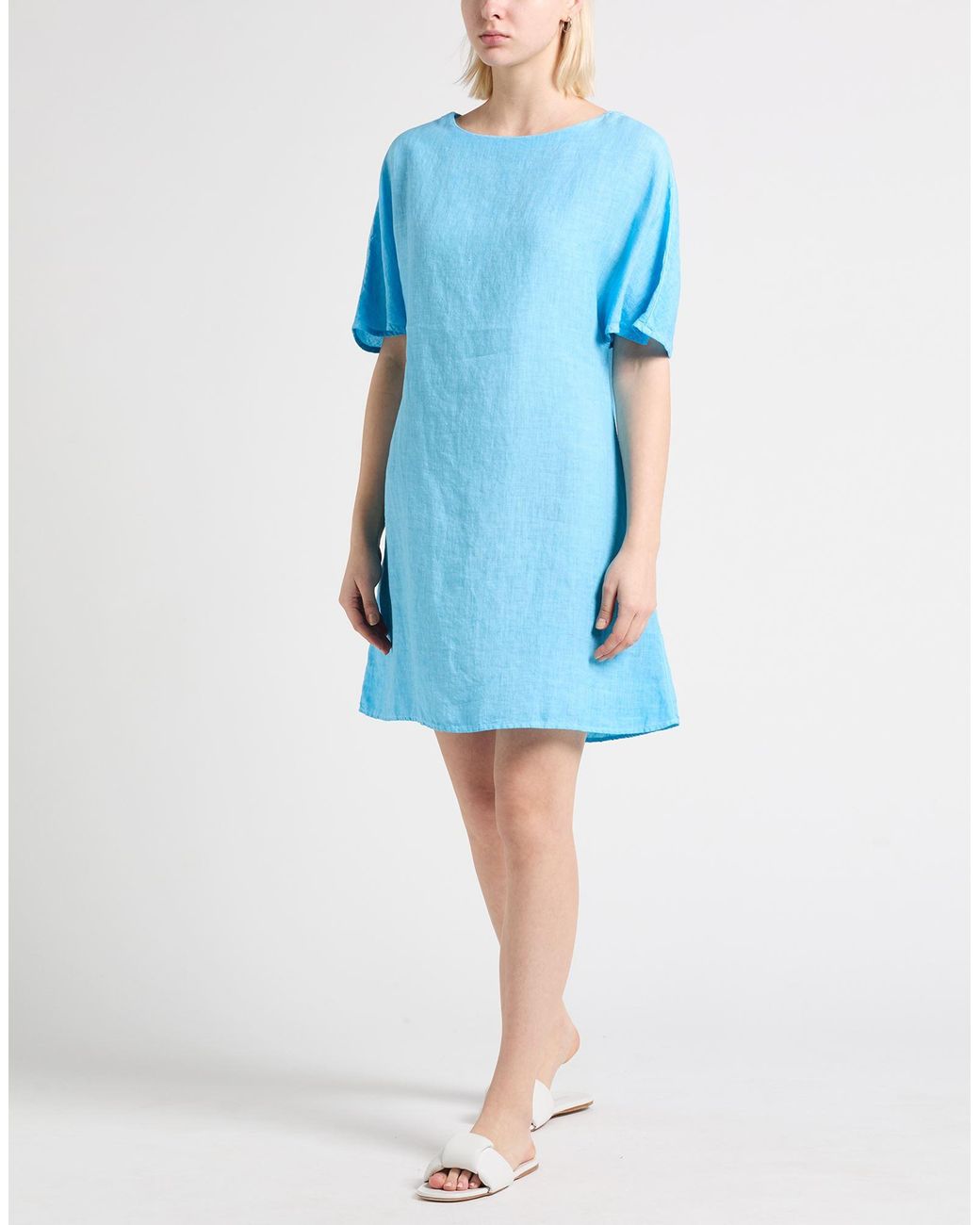 120% Lino Blue Mini Dress Linen